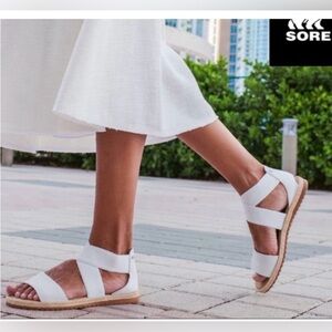 SOREL Leather Women's Ella Il White Sandal Size 11
